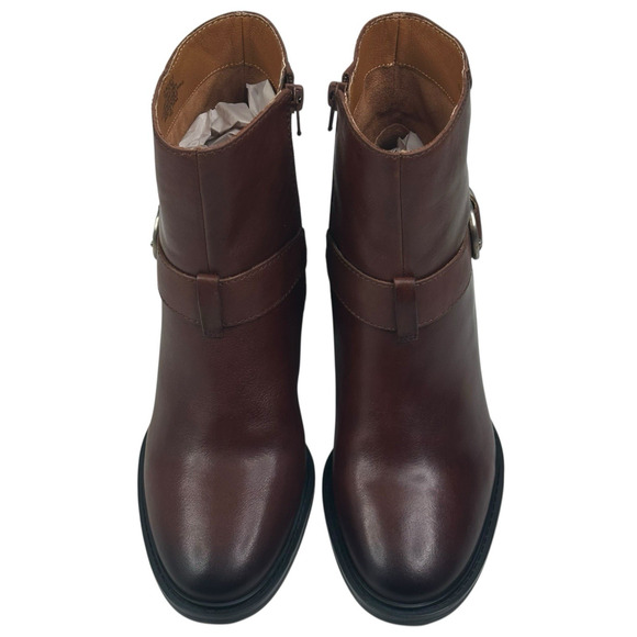 Lucky Brand Achelle Buckled Brown Leather Moto Booties Womens Size 7M New $150 - Picture 2 of 13